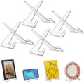 Americanflat Acrylic Easel Stand - 4" Tabletop Easel and Plate Stand - Set of 4 - Lightweight Display Holders for Photos, Cards, Frames, Books, Magazines, Albums - Home or Office Decor