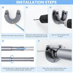 Closet Rods for Hanging Clothes, 17 to 54 Inches No-Cut Stepless Adjustable Closet Rod, 1.3 Inches Expandable Metal Heavy Duty Closet Hanging Rod for Closet Wardrobe Bathroom Laundry RV, Silver
