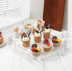 ANDGOO 12 Pack Large Acrylic Risers, 4 Set(11.2”L~11.6”L~12”L) Clear Rectangular Stands for Display, Tiered Acrylic Shelves for Decor, Collectibles, Dessert Table, Retail Display Shelf Showcases