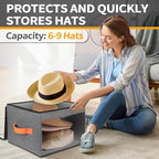 Upgraded Hat Storage Box for Women & Men,Closet Hat Boxes Organizer Bag with Dustproof Lids,Cowboy Hat Box,Hat Carrier Case For Travel