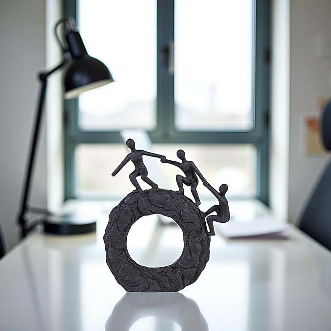 Abstract Sculptures - Living Room and Office Dynamic Climbing Wall Character Decoration, Black Statue 7x8x1.5 inches Elegant Black Home Decoration Gift Creativity