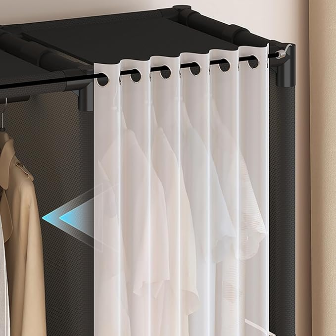 Portable Closet,Portable Closets for Hanging Clothes,Japanese Style Wardrobe Clothing Rack with 2 Drawers,1 Hanging Rods and 2 Storage Shelves,27.5" L x 17.7" W x 65.1" H,White