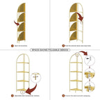 Crofy Foldable 4 Tier Corner Shelf, Metal Corner Plant Stand with Gold Frame and Gold Shelves, Corner Display Rack Multipurpose Shelving Unit for Living Room, Bedroom, Bathroom