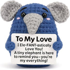Gifts for Him Her, Handmade Crochet Elephant Doll, Cute Emotional Support Animal Gift for Boyfriend Girlfriend, Anniversary Birthday Valentines Day Gift for Wife Husband Couples