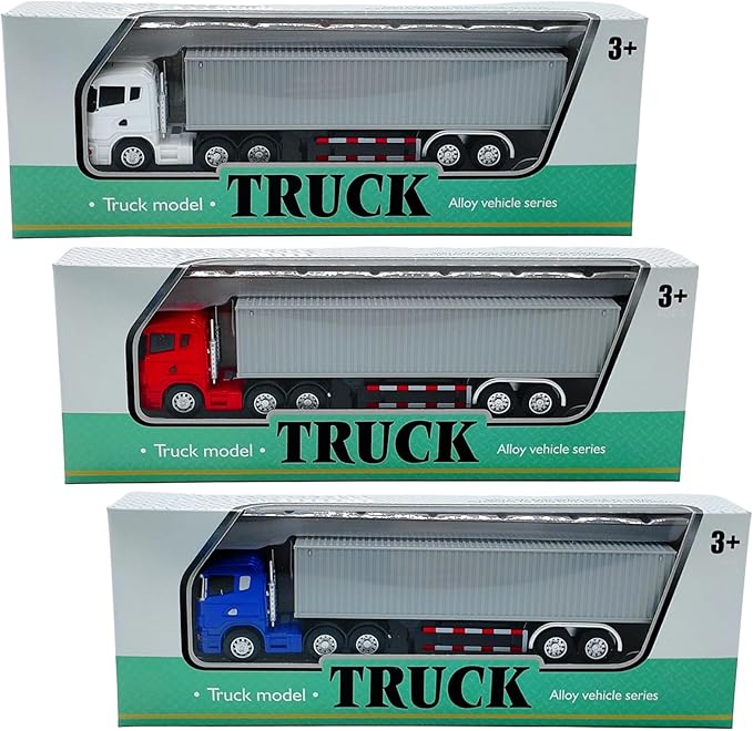 Container Truck Die Cast Metal Vehicle Model 20.5CM Miniature Collectible Ornament Home Office Decors Gift Detailed Miniature Truck Model