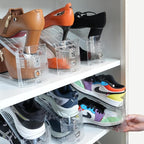 Shoe Slots Organizer, 20PCS Adjustable Double Layer Stack Shoe Rack, 50% Space-Saving Storage Rack Holder, Transparent