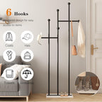 Modern Coat Racks with Marble Base Heavy Duty Clothes Rack Metal Coat Tree for Clothes Hats Scarfs Totes-19.7''L, BLACK