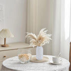 Ceramic Vase for Flowers – Modern Small Ribbed Textured Flower Vase for Home Decor, Pampas Grass, Decorative, Farmhouse, Coffee Table, Kitchen Centerpieces, Bookshelf and Home Living (Glaze White)