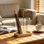 Incense Holder, 2 in 1 Wooden Incense Holder for Sticks with 20 Incense Sticks, Anti-ash Incense Burner with Glass Ash Catcher, Wood Incense Holder 20 Stick (2 in 1 Square)