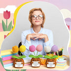 Wavwavw 3 Pack Teacher Appreciation Gift Positive Flower Handmade Crochet Doll Thank You for Helping Me Grow Gifts Back to School Gifts for Women Teacher(Tulip)