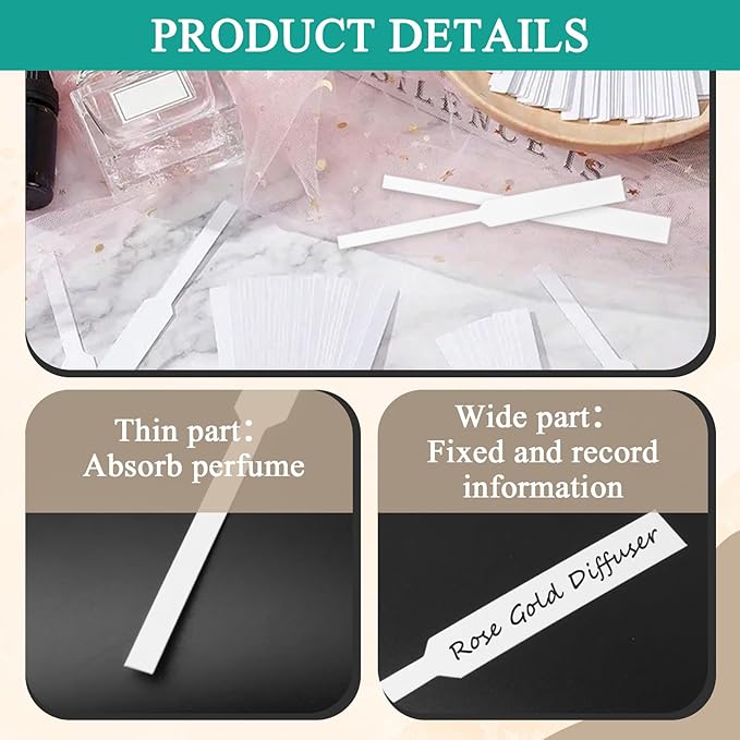 1000 Pieces Perfume Tester Strips - Perfume Blotter Essential Oils Paper Test Strips -Premium Fragrance Tester Strips for Scent Evaluation - Fragrance Strips for Aromatherapy & Spice Oils (White)