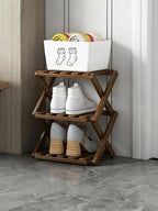 The 9-Tier No-Assembly Bamboo Rack, New Upgrade 9 Tier Bamboo Shoe Rack, Space-Saving Tall Narrow Accordion Shoe Rack for Entryway Closet Dorm (Brown-3)