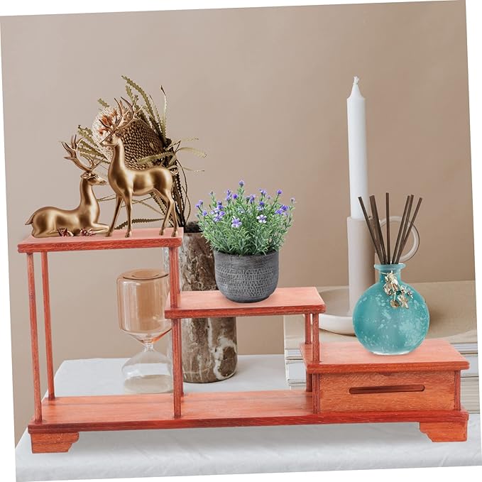 LIFKOME Tiered Wooden Display Riser Stand Pedestal for Home Decor Statues Holder