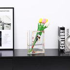 Book Vase for Flowers, Glass Book Shaped Vase, Clear Flower Vases, Large Glass Vases for Home, Office, Bedroom, Living Room, Dining Table, Bookshelf(Pride)