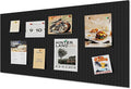 48 * 32 inches Large Bulletin Board, Decorative Felt Pin Board, 0.35“ Thick Foldable Photo Display Board with Self-Adhesive Tape, Vision Board for School Home Kitchen Office Walls - Black