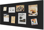 48 * 32 inches Large Bulletin Board, Decorative Felt Pin Board, 0.35“ Thick Foldable Photo Display Board with Self-Adhesive Tape, Vision Board for School Home Kitchen Office Walls - Black