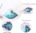 Sea Glass Art Figurines Hand Blown Conch Shell Sculpture, Green Glass Decor Creative Seashell Statue - for Coastal Room Knick Knacks, Home Kitchen Decorations Above Cabinets