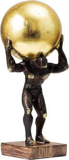 Lukitas Atlas Holding Up World Statue and Sculpture, Struggler Figurine Decor, Ball Lifting Sculpture, Creative Ornament for Office Living Room, Resin 13''