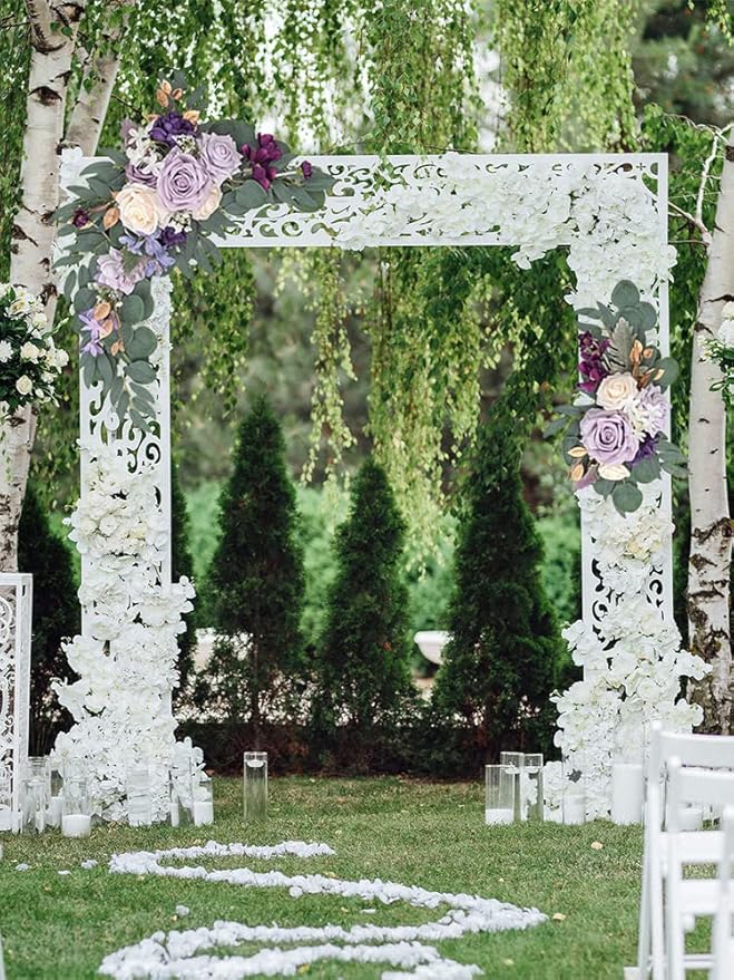 CDQL 2Pcs Wedding Welcome Sign Floral Decoration, Artificial Flower Swag for Wedding Ceremony and Reception Arrangement (Dark Red)