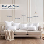 MIULEE Throw Pillows Inserts, Pack of 4 20x20 Inch 100% Virgin Fiber Filling Bed Couch Pillows