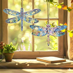 Set Two Dagonfly Ornament, Dragonfly Gift for Women, Dragonflies Decor Suncatcher Effect, Dragon Fly Stained Glass, Dragonfly Ornaments for Christmas Tree, Birthday Gift for Mom
