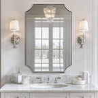 ANDY STAR 24x36 Inch Chrome Mirror, Scalloped Bathroom Mirror, Polished Chrome Framed Mirror in Anti-Rust Stainless Steel Metal Thin Frame Deep 1’’, Unique Scalloped Edge Design