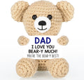 WELLBANEE Mini Bear Gifts for Dad Father from Daughter Son, Birthday Gifts for New Step Bonus Dad, I Love You Handmade Emotional Crochet Bear
