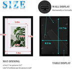 Egofine A4 Picture Frames Set of 4, Made of Solid Wood Covered by Plexiglass 5x7 and 6x8 with Mat or A4 whitout Mat, for Table Top Display and Wall Mounting Photo Frame Black