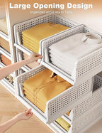 Closet Organizer System, Stackable Plastic Clothes Storage Basket, Stackable, Foldable Organizers for Wardrobe Clothes Organizer Suitable for Bedrooms Bathrooms Kitchen Living Rooms (2pack)