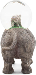 Elanze Designs Rhino Mother and Baby Miniature 45MM Sturdy Polyresin Magical Whimsical Tabletop Dresser Nightstand Glitter Water Snow Globe Figurine Decoration