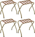 SONGMICS Luggage Rack, Pack of 4, Luggage Racks for Guest Room, Suitcase Stand, Steel Frame, Foldable, for Bedroom, Golden URLR064A04