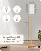 Floor Lamp, Pole with Foot Switch, Modern Standing Lamp Lampshade, Minimalist Freestanding Lamp (Bulb Not Included), for Living Room, Bedroom Office ETL Listed Gold and White DCW07LD05