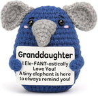 Granddaughter Gifts from Grandma Grandpa, Handmade Crochet Elephant Doll, Cute Emotional Support Animal Gift for Granddaughter, Inspirational Birthday Graduation Gift Idea