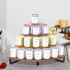 ELITEROO Tiered Display Stand, Wooden Display Risers, 4 Tier Display Shelf for Vendors Retail Craft Show Market, Table Top Display Rack for Cupcakes Perfume Figures Candles Makeup, Curved Corner