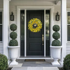 22 Inch Yellow Forsythia Wreaths for Front Door, Spring Summer Floral Wreath, Farmhouse Wreath for Porch, Wall, Window, Indoor Outdoor Home Decor