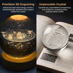 3.15" (80mm) Solar System Crystal Ball 3D Sun System Planets Model Globe with Wooden Base Home Decorative Ornament Astronomy Gifts for Lover Girlfriend