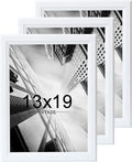 KTKDE 13x19 Picture Frame Set of 3, Wooden frames White, Vertical & Horizontal Wall Hanging for Wall Display,Studio Gallery Photo Frame for Photos, Posters & Art Prints