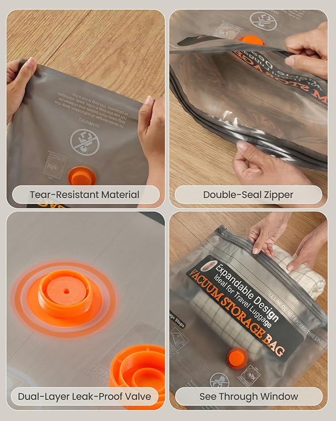Travel Vacuum Bags for Clothing with Rechargeable Electric Pump, 9 Pack Compression Packing Storage Bags for Luggage and Suitcase, Space Saver Seal Bags for Cruise and Vacation