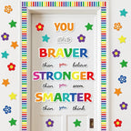 Classroom Bulletin Board Decoration Set Welcome Banner Wall Door Decor Colorful Classroom Decorations for Kindergarten Preschool Elementary Middle School (Braver, Stronger, Smarter)