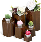 Jetec 12 Pcs Hexagonal Jewelry Display Risers Hexagonal Market Display Risers Stands Acrylic Showcase Acrylic Stand for Jewelry Model Figures Decoration, 6 Sizes (Brown)