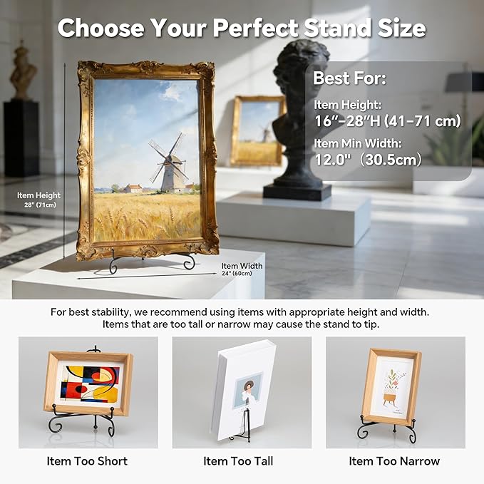 Artliving Plate Stands for Display, 17 Inch Black Iron Easel Plate Display Photo Holder Stand, Displays Picture Frames, Decorative Plates, Tablets and Art (2 pack)