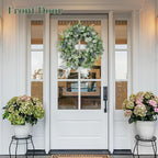 24Inch Eucalyptus Wreath Set of 2, Large Eucalyptus Wreath for Front Door with Olive Leaves and Berries for All Seasons, Spring Summer Year Round Wreaths for Front Door Indoor Outdoor