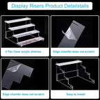 HENABLE 4 Tier Acrylic Display Risers, Perfume Organizer Stand, Cupcake Stand Holder, Clear Shelf Risers for Display Stands for Funko POP Figure, Dessert Shelves for Party, Decoration