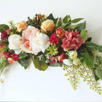 30in Artificial Floral Swag, Wedding Arch Flowers Handmade Rose Peony Flower Swag Rustic Hydrangea Floral Swag Decorative Swag with Green Leaves for Lintel Front Door Wall Christmas Party
