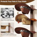 Cowboy Hat Holder, 3-Piece Wall Mount Cowboy Hat Rack for Wall Holds up to 6 Hats – Wooden + Metal Rustic Western DIY Hat Racks for Wall Storage and Home Décor