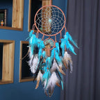 MOONFLY Dream Catcher Handmade Traditional Feather Dreamcatcher Hanging Home Wall Decoration Craft Ornament for Home, Bedroom, Kids, Boys Native American Style Décor (Green Life Tree)