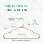 Sharpty Plastic Hangers Clothes Hangers for Clothing, Closet, Coats & Shirts - Durable & Space Saving - for Everyday Standard Use, Room Essentials & Basics - 20 Pack - Beige