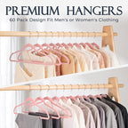HOUSE DAY Pink Velvet Hangers 360 Pack, Premium Non-Slip Felt Clothes, Sturdy Heavy Duty Coat, Durable Hangers for Suits, Space Saving with No Hanger Mark, 360° Swivel Rotating Rose Gold Hook