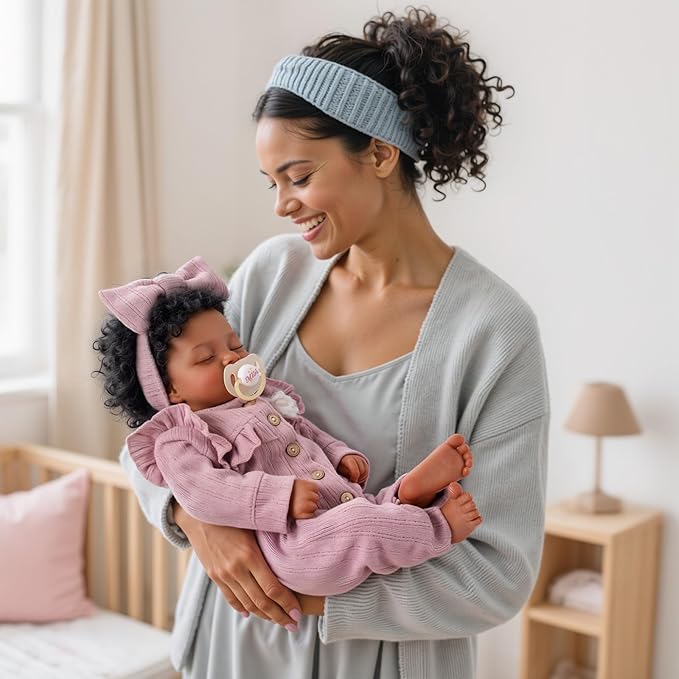BABESIDE Lifelike Reborn Baby Dolls Black Girl – 20 Inch Lifelike Newborn Real Life Baby Dolls with Soft Weighted Body, Comfort Companion for Bedtime, Naptime & Emotional Support Gift for Kids Age 3+