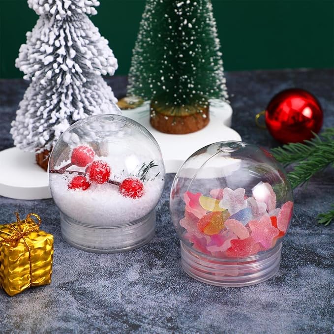 20pcs Plastic Snow Globe DIY Snow Globe Clear Plastic with Screw Off Water Globe Jar Empty for DIY Crafts Christmas Home Decoration (L*H: 5.3 x 6CM)